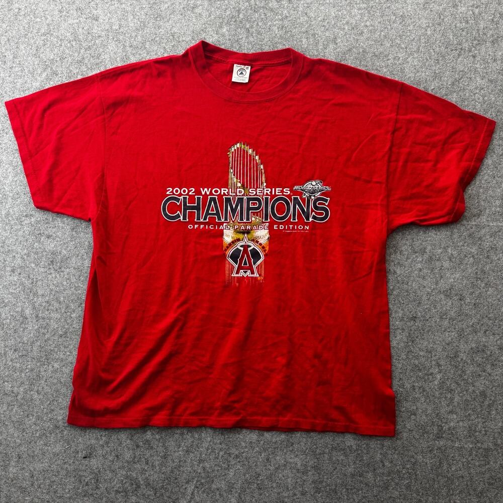 Vintage 2002 Anaheim Angels T Shirt MLB World Series Champions Red XXL (S02)